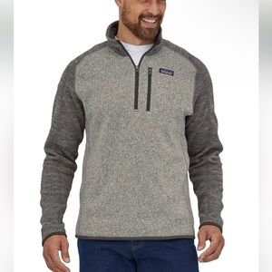Patagonia Men's Better Sweater 1/4 Zip Fleece - Nickel w/Forge Grey